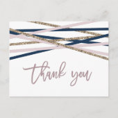 Navy Blush en Gold Streamers Dank u Briefkaart (Voorkant)