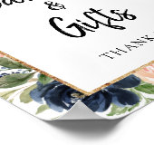 Navy Blush Floral Arch Lijst Kaarten en cadeaubord Poster (Hoek)