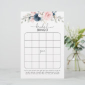 Navy blush floral Bridal bingo game (Staand voorkant)