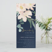 NAVY BLUSH FLORAL BUNCH WATERVERF VRIJGEZELLENFEES KAART (Staand voorkant)