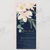 NAVY BLUSH FLORAL BUNCH WATERVERF VRIJGEZELLENFEES KAART (Voorkant / Achterkant)