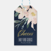 NAVY BLUSH FLORAL BUNCH WATERVERF WEDDING CHEERS CADEAULABEL (Voorkant)