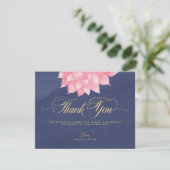 Navy Blush Floral Dahlia Bruiloft Dank u kaart (Staand voorkant)