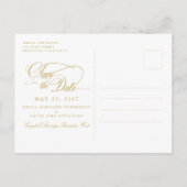 Navy Blush Floral Dahlia Save the Date Briefkaart (Achterkant)