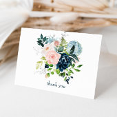 Navy Blush Floral Dank u kaart