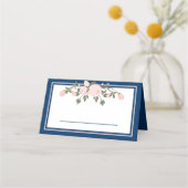 Navy & Blush Floral - Folded Place Card Plaatskaartje (Achterkant)