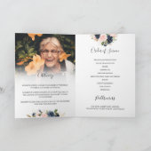 Navy Blush Floral Geometric Lijst 2 Foto Funeral Programma (Binnen)