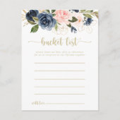 Navy Blush Floral Gold Bucket List-kaarten Briefkaart (Voorkant)