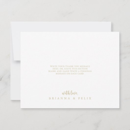 Navy Blush Floral Gold Geometric Flat Wedding Bedankkaart (Achterkant)