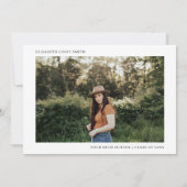 Navy Blush Floral Gold Letter Afstudeerder Foto Kaart (Achterkant)