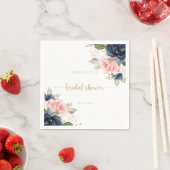 Navy Blush Floral Gold Vrijgezellenfeest servetten (Insitu)