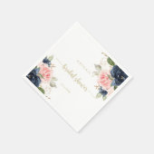 Navy Blush Floral Gold Vrijgezellenfeest servetten (Hoek)