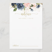 Navy Blush Floral Gold Wedding Advieskaart (Voorkant)
