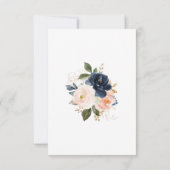 Navy Blush Floral Gold Wedding Menu Keuze RSVP (Achterkant)
