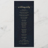 Navy Blush Floral Gold Wedding Programme Programmakaart (Achterkant)