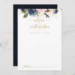 Navy Blush Floral Gold Wedding Well Wishes Advieskaart<br><div class="desc">Deze brutale brutale bruiloft wil een goede advieskaart voor een rustige bruiloft. Het ontwerp is voorzien van prachtige donkerblauw, blauw, jaloers, roze, blozen, gouden bloemen en groene bladeren met de hand. Deze kaarten zijn perfect voor een bruiloft, vrijgezellenfeest, baby shower, graduatiedag en nog veel meer. Pas de kaarten aan met...</div>