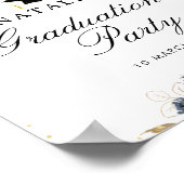 Navy blush floral graduparty welkomstteken poster (Hoek)