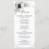 Navy Blush Floral Greenery Geometric Wedding Menu (Voorkant)