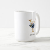 Navy Blush Floral Monogram Letter "Y" op maat Koffiemok (Voorkant rechts)