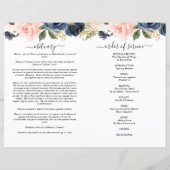 Navy Blush Floral Photo Funeral Full Programme (Achterkant)