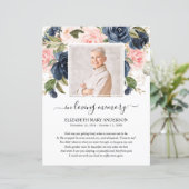 Navy Blush Floral Photo Funeral Prayer (Staand voorkant)