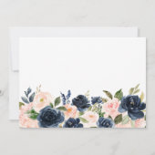 Navy Blush Floral Virtual Baby shower Kaart (Achterkant)