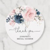 Navy Blush floral vrijgezellenfeest Bedankjes Labels (Voorkant)