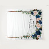 Navy Blush Floral Vrijgezellenfeest Foto achtergro Wandkleed (Voorkant (horizontaal))