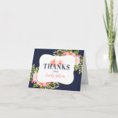 Navy Blush Floral Watercolor Personalized Bedankkaart (Voorkant)