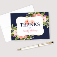 Navy Blush Floral Watercolor Personalized