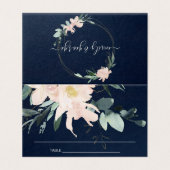NAVY BLUSH FLORAL WATERVERF WEDDING PLACE CARDS KAART (Buitenkant ongevouwen)