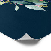 Navy Blush Floral Wreath Wedding Welkomstteken Poster (Hoek)