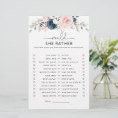 Navy blush floral Zou ze liever een bruidsspel heb (Staand voorkant)