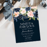 Navy & Blush Flowers 90th Birthday Party Kaart<br><div class="desc">Navy & Blush Flowers 90th Birthday Party Invitation Beauful Modern Flowers,  perfect voor alle seizoenen. Lente,  zomer,  herfst herfst of winter Zie passend collectie in Niche en Nest Store We hebben ook genoeg andere uitnodigingen en collecties.</div>