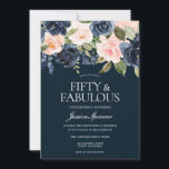 Navy & Blush Flowers Fabulous 50th Birthday Party Kaart<br><div class="desc">Navy & Blush Flowers Fabulous 50th Birthday Party Invitation Bekijk collectie in Niche en Nest Store We hebben ook veel andere uitnodigingen en collecties.</div>