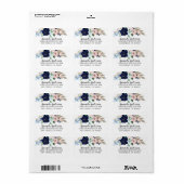 Navy & Blush Flowers Vrijgezellenfeest Labels (Full Sheet)