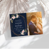 Navy & Blush geometrisch Sla de datum fotokaart op Save The Date