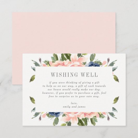 Navy Blush Gift Registry of Wishing Well Card #NBC Informatiekaartje (Voorkant / Achterkant)