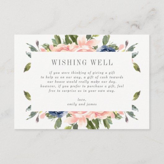 Navy Blush Gift Registry of Wishing Well Kaart #NB (Voorkant)