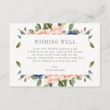 Navy Blush Gift Registry of Wishing Well Kaart #NB