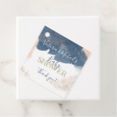 Navy Blush Gold Baby onthult Shower-uitnodiging Bedankjes Labels (In situ)