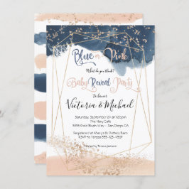 Navy Blush Gold Baby onthult Shower-uitnodiging Kaart