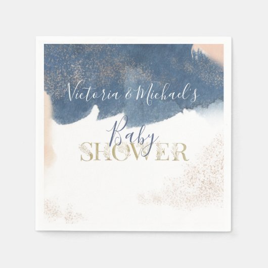 Navy Blush Gold Baby onthult Shower-uitnodiging Servet (Voorkant)
