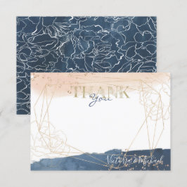 Navy Blush Gold Bedankt voor je briefkaart