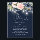 Navy Blush Gold Bloemen Rustiek Hout Huwelijksuitn Kaart<br><div class="desc">Meer moderne bloemen rustieke bruiloft uitnodigingen in de Little Bayleigh Store!</div>