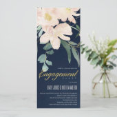 NAVY BLUSH GOLD FLORAL BUNCH WATERVERF VERLOVING KAART (Staand voorkant)