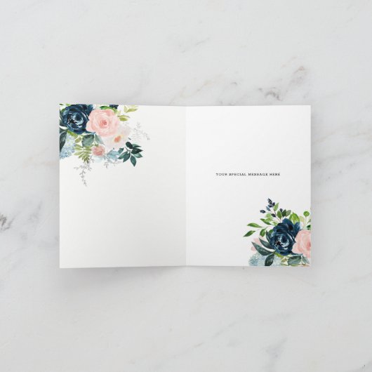 Navy Blush Gold Floral Geometric Hartelijk dank (Binnen)