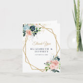 Navy Blush Gold Floral Geometric Hartelijk dank (Voorkant)