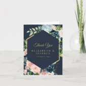 Navy Blush Gold Floral Geometric Hartelijk dank (Voorkant)