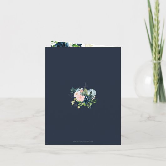 Navy Blush Gold Floral Geometric Hartelijk dank (Achterkant)